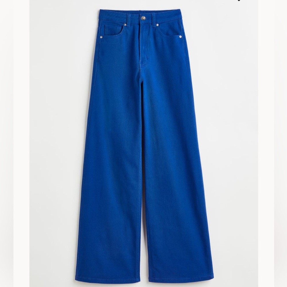 h&m wide leg twill pants in blue